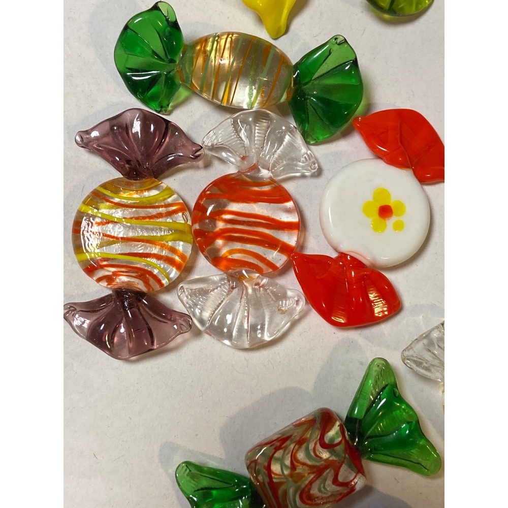 Vintage Murano Style Art Glass Candy Lot 20 Pieces Assorted Colors Swirl Stripes - Picture 4 of 7